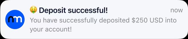 notification deposit