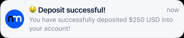 notification deposit