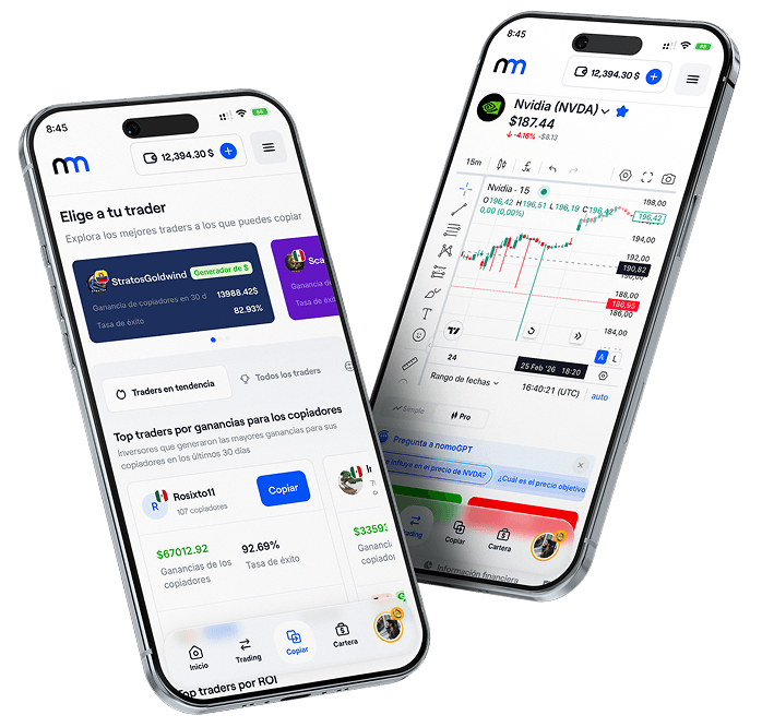 Interfaz de la app de nomo para iOS