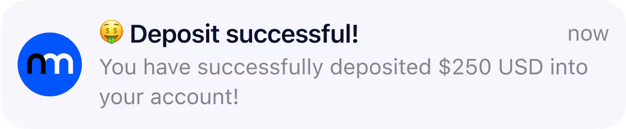 notification deposit