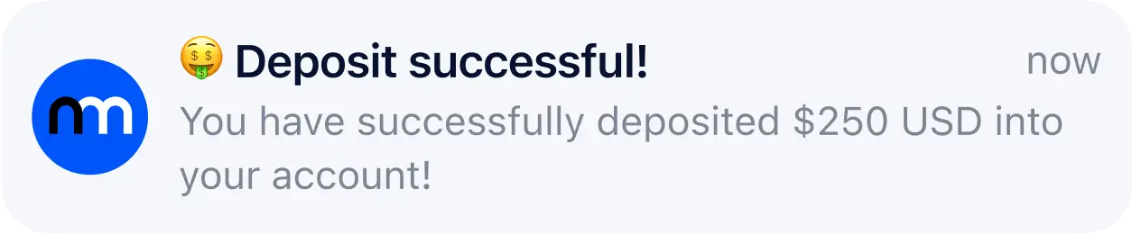notification deposit